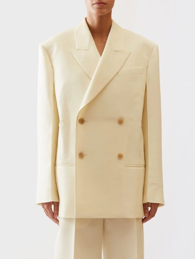 The Row Cosima Oversized Double-breasted Wool And Silk-blend Blazer In Cream