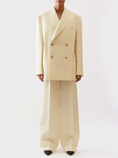 The Row Cosima Oversized Double-breasted Wool And Silk-blend Blazer In Cream