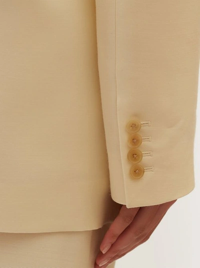 Shop The Row Double-breasted Wool-blend Twill Blazer In Cream