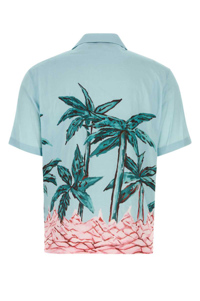 Shop Palm Angels Shirts In Light Blue