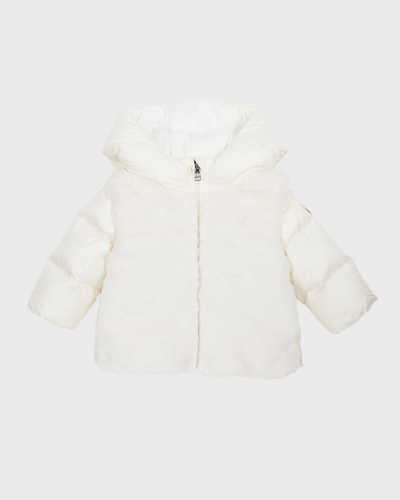 Shop Moncler Girl's Natas Faux Fur Combo Jacket In 51-034 White