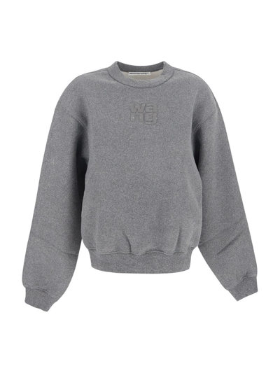 Shop Alexander Wang T Glitter Essential Terry Sweatshirt With Puff Logo In Grey