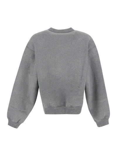 Shop Alexander Wang T Glitter Essential Terry Sweatshirt With Puff Logo In Grey