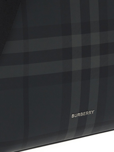 Shop Burberry Slim Vertical Denny Tote In Grey