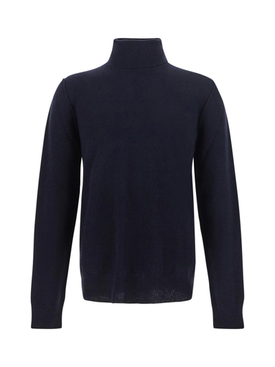 Shop Maison Margiela High-neck Cashmere Sweater In Blue