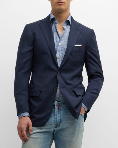 Shop Kiton Men's Solid Cashmere Sport Coat In Navy