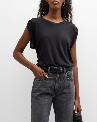 Shop Citizens Of Humanity Kelsey Rolled Sleeve Tee In Washed Black