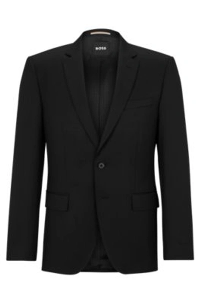 Hugo Boss Boss Notched Lapel Padded Shoulder Jacket With Eyelet Design In Black