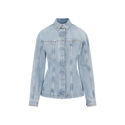 Shop Alaïa Fitted Jacket In Blue