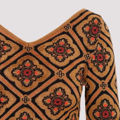 Shop Etro Jacquard Sweater In Brown