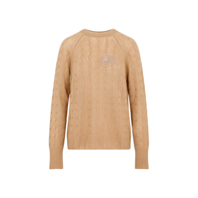 Shop Etro Treccia Logo Pullover Sweater In Nude &amp; Neutrals