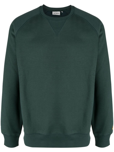 Shop Carhartt Logo Cotton Blend Sweatshirt In Green