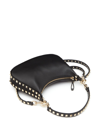 Shop Valentino Rockstud Small Leather Hobo Bag In Black