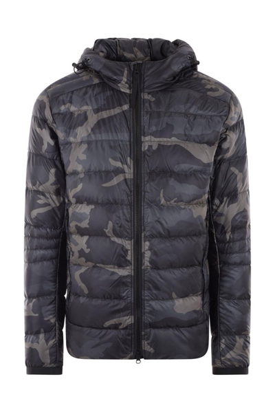 Shop Canada Goose Lable Printed Crofton Hooded Jacket In Black