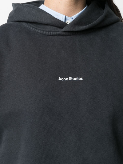 Shop Acne Studios Logo Cotton Hoodie In Black