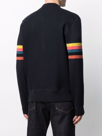 Shop Paul Smith Knitted Bomber Jacket In Blue