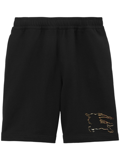 Shop Burberry Logo Cotton Shorts In Black