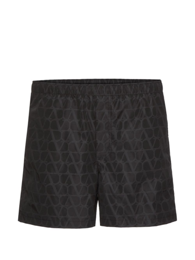 Shop Valentino Toile Iconographe Swim Shorts In Black
