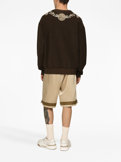 Shop Dolce & Gabbana Printed Cotton Sweatshirt In Brown