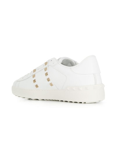 Shop Valentino Rockstud Untitled Leather Sneakers In White