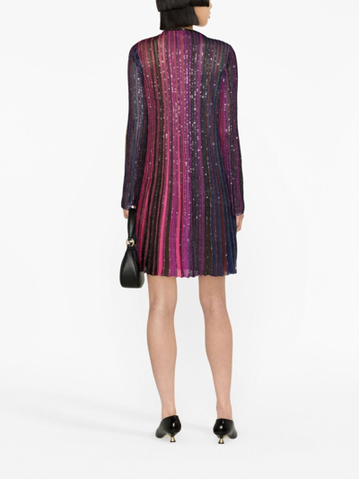 Shop Missoni Lurex Pleated Short Dress In Violet