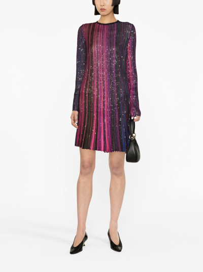 Shop Missoni Lurex Pleated Short Dress In Violet