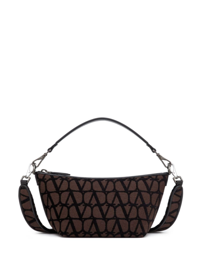 Shop Valentino Toile Iconographe Small Crossbody Bag In Brown