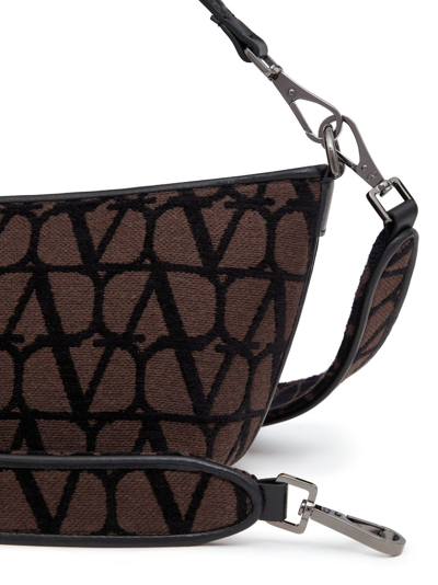 Shop Valentino Toile Iconographe Small Crossbody Bag In Brown