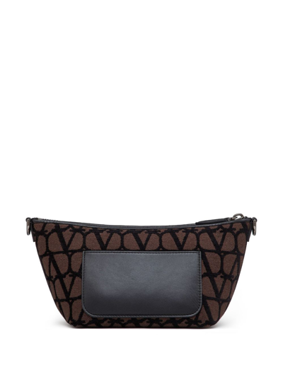 Shop Valentino Toile Iconographe Small Crossbody Bag In Brown