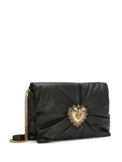 Shop Dolce & Gabbana Devotion Leather Crossbody Bag In Black