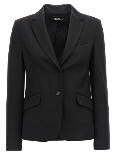 Shop Karl Lagerfeld Punto Single Breast Blazer In Black