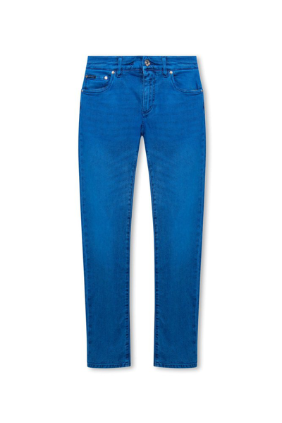 Shop Dolce & Gabbana Logo Plaque Skinny Jeans In Blue