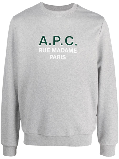 Shop Apc Madame Logo-print Cotton Sweatshirt In Grey