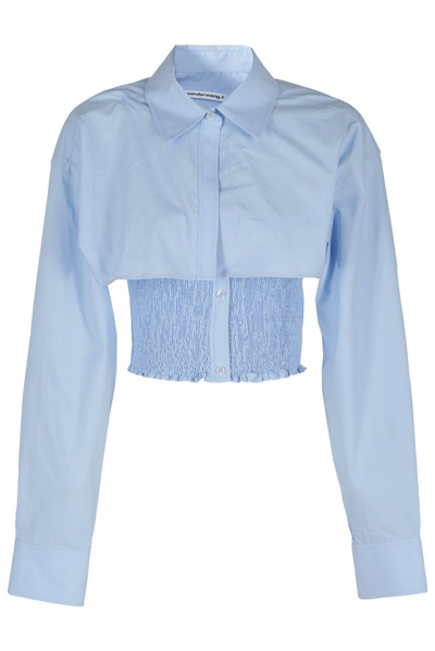 Shop Alexander Wang Layered Smocked Top In Blue