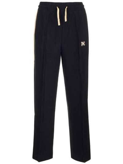Shop Palm Angels Pa Monogram Embroidered Track Pants In Black