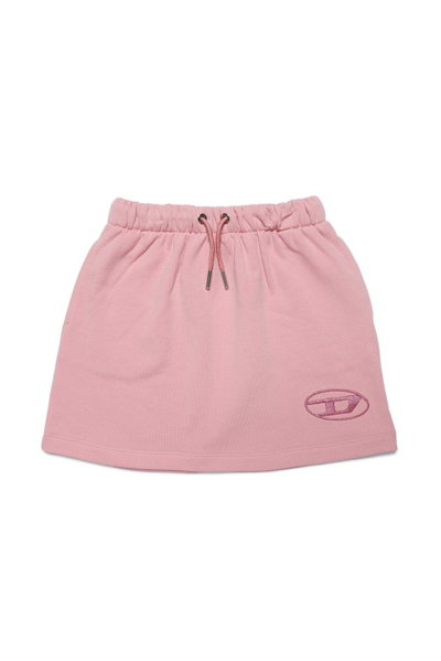 Shop Diesel Kids Logo Embroidered Drawstring Skirt In Pink