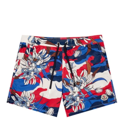 Shop Moncler Multi Floral Swim Shorts