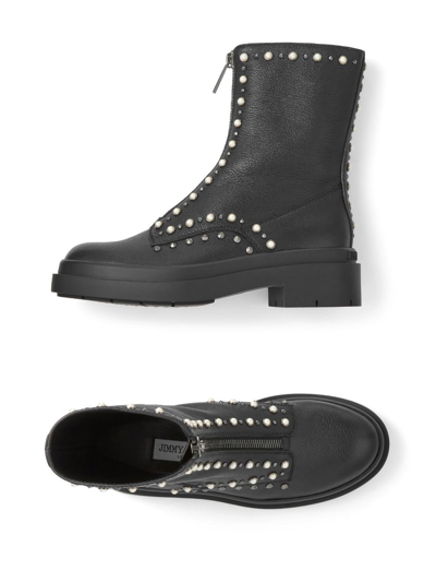 Jimmy Choo Nola Crystal-embellished Leather Boots In Black