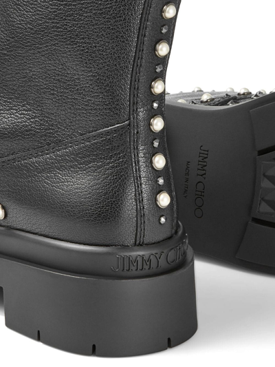 Jimmy Choo Nola Crystal-embellished Leather Boots In Black
