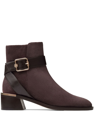 Shop Jimmy Choo Clarice 45mm Leather Ankle Boots In Brown