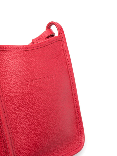 Shop Longchamp Le Foulonné Leather Phone Case In 红色