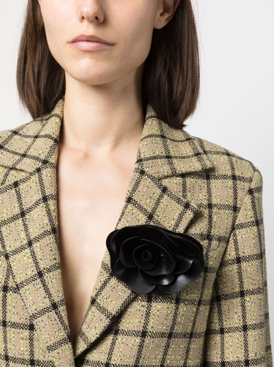 Shop Philosophy Di Lorenzo Serafini Flower-appliqué Brooch Pin In Black