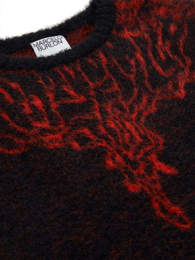 Shop Marcelo Burlon County Of Milan Fluid Wings Knitted Wool Jumper In Black