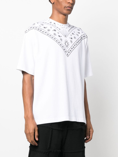 Shop Marcelo Burlon County Of Milan Bandana-print Cotton T-shirt In White