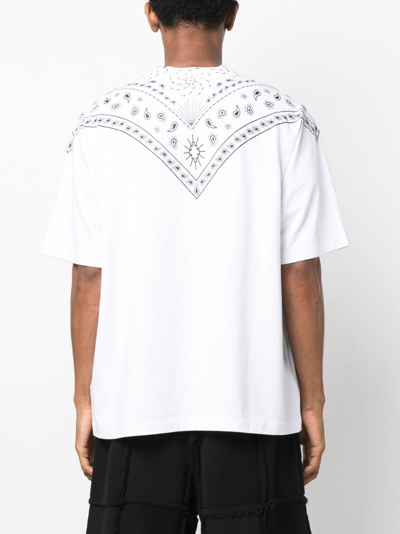 Shop Marcelo Burlon County Of Milan Bandana-print Cotton T-shirt In White