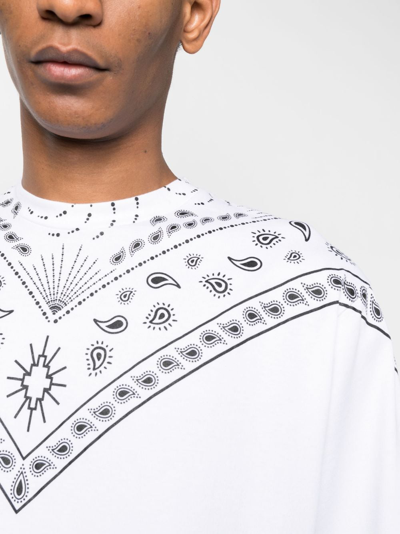 Shop Marcelo Burlon County Of Milan Bandana-print Cotton T-shirt In White