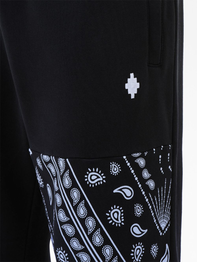 Shop Marcelo Burlon County Of Milan Bandana-print Panelled Cotton Track Pants In Black