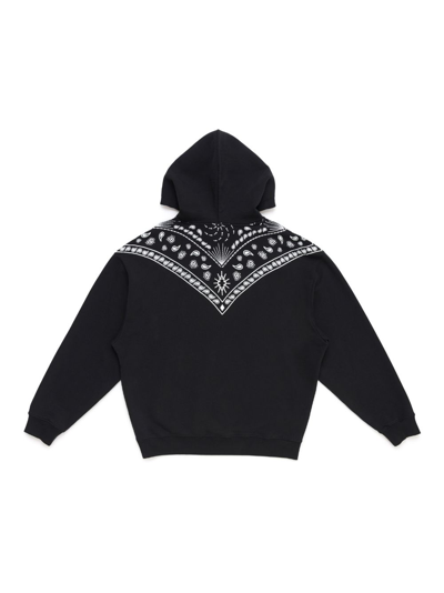 Shop Marcelo Burlon County Of Milan Bandana-embroidered Drawstring Hoodie In Black