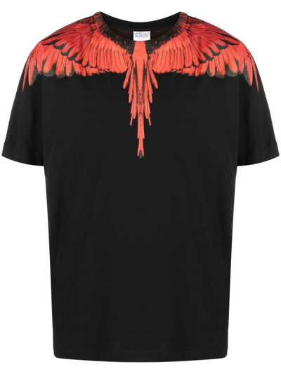 Shop Marcelo Burlon County Of Milan Icon Wings Organic Cotton T-shirt In Black