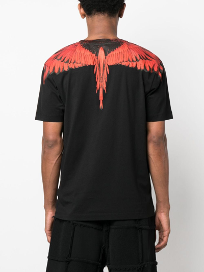 Shop Marcelo Burlon County Of Milan Icon Wings Organic Cotton T-shirt In Black